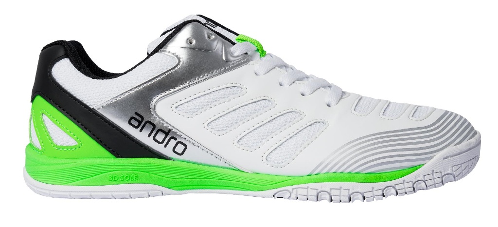 Andro Cross Step 2 Table Tennis Shoes - White/Black/Green