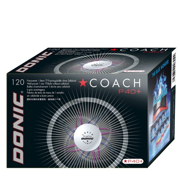 DONIC Table Tennis Balls P40+ Coach Cell-Free Box of 120